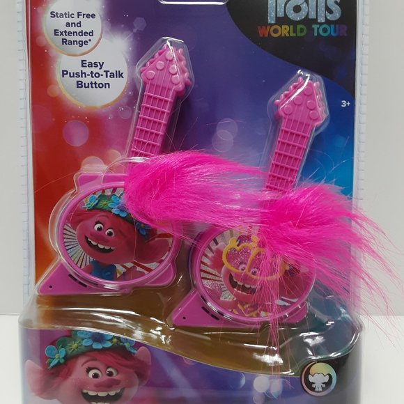 New Trolls World Tour Walkie Talkies Static Free Extended Range Easy Push - Picture 1 of 4